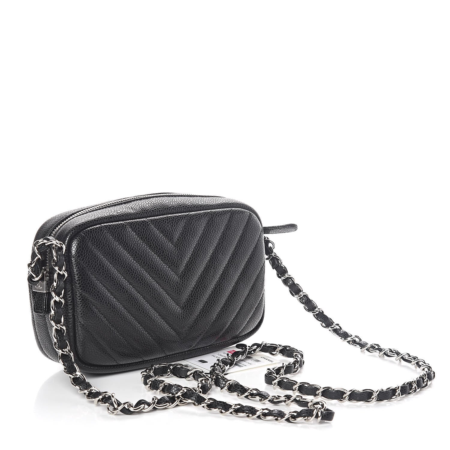 Chanel Caviar Chevron Quilted Camera Case Black 3 of 11