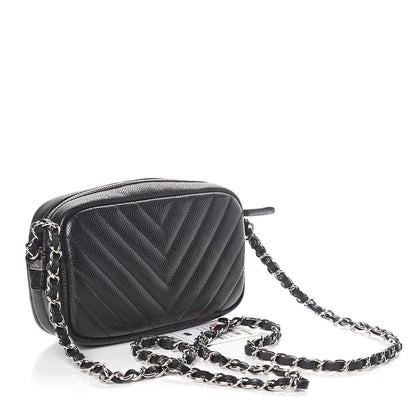 Chanel Caviar Chevron Quilted Camera Case Black 3 of 11