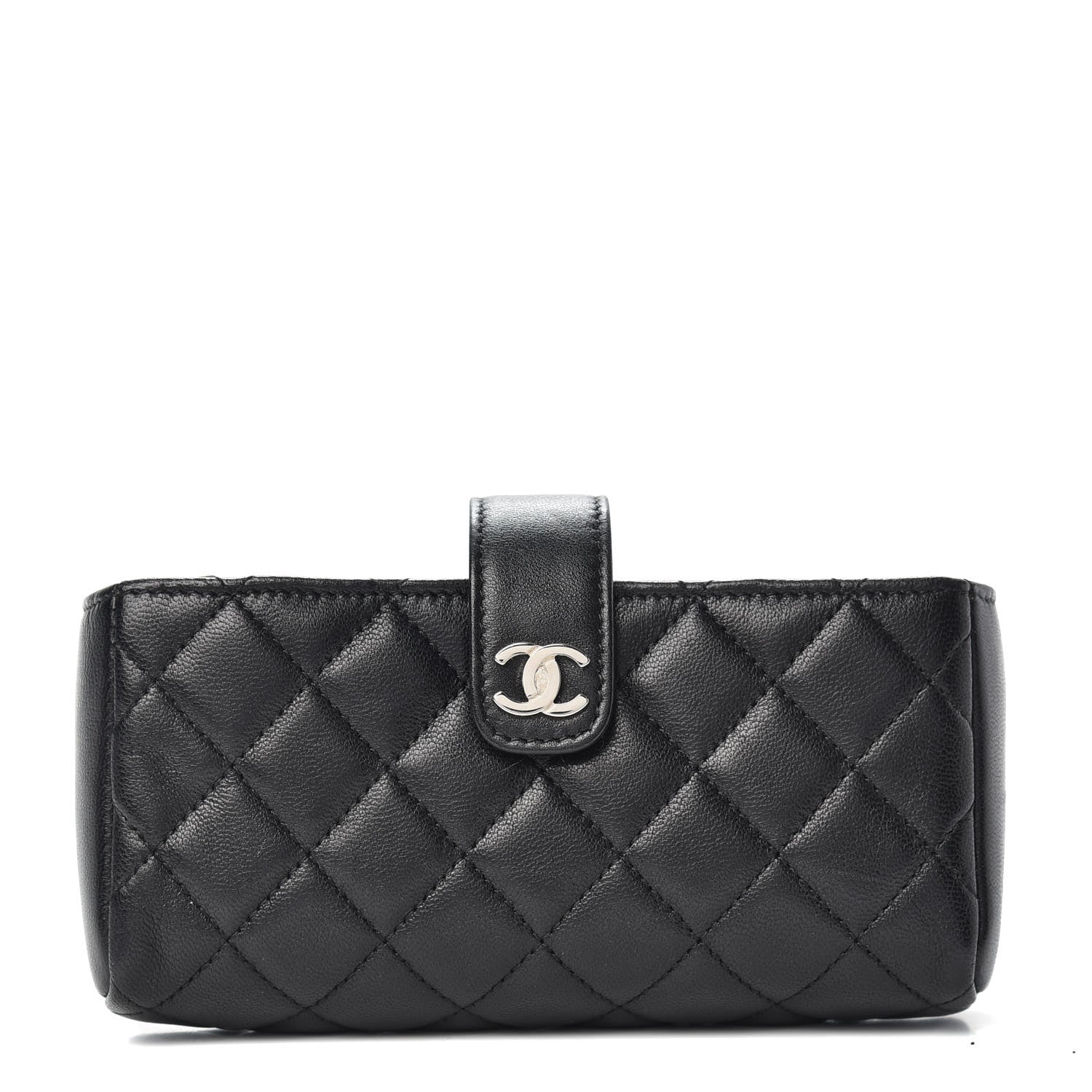 Chanel Lambskin Quilted Mini Phone Holder Clutch Black 1 of 8