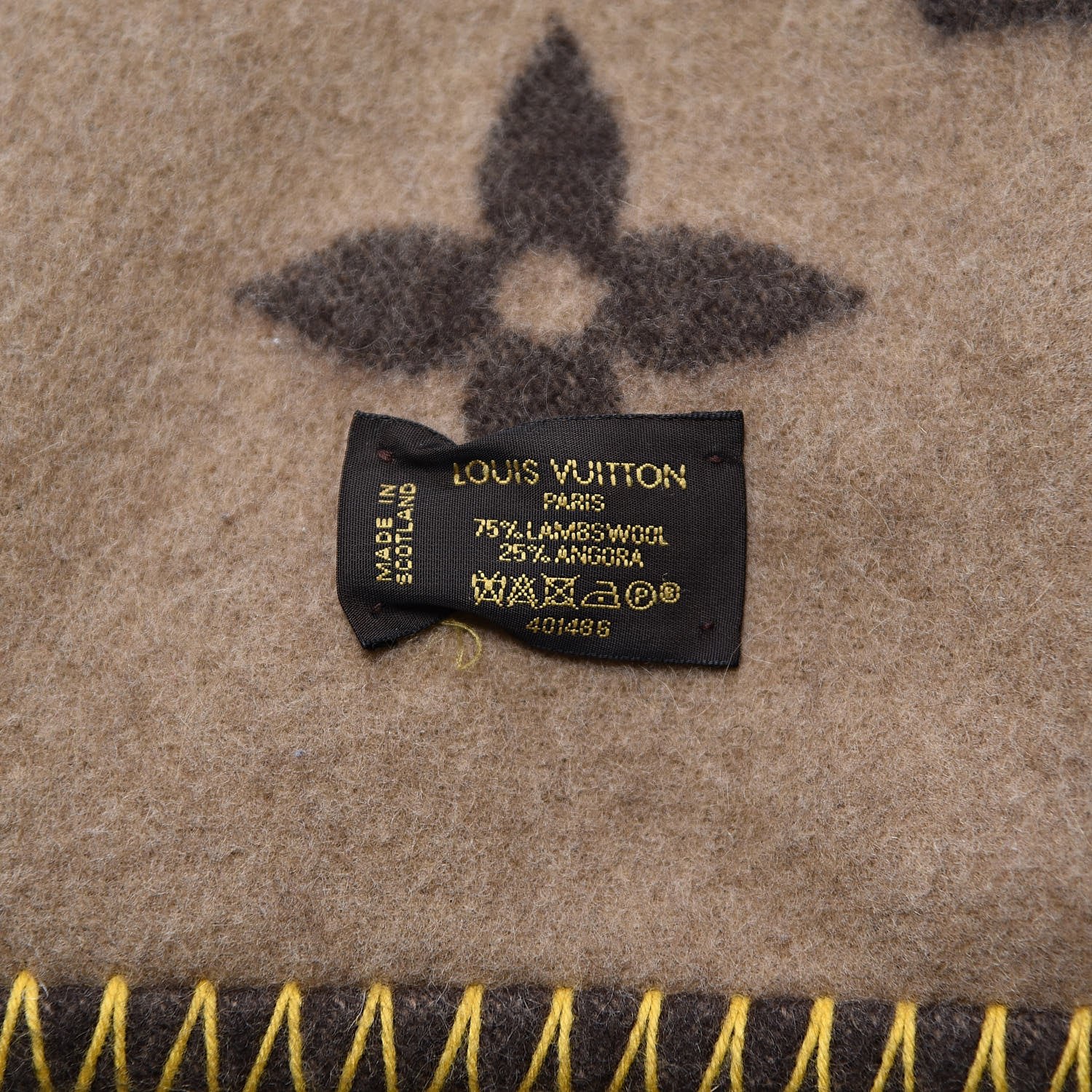 Louis Vuitton Wool Cashmere Monogram Blanket Marron 4 of 4