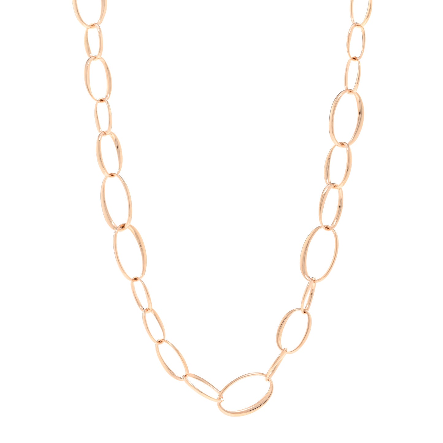 18K Rose Gold Oval Link Necklace