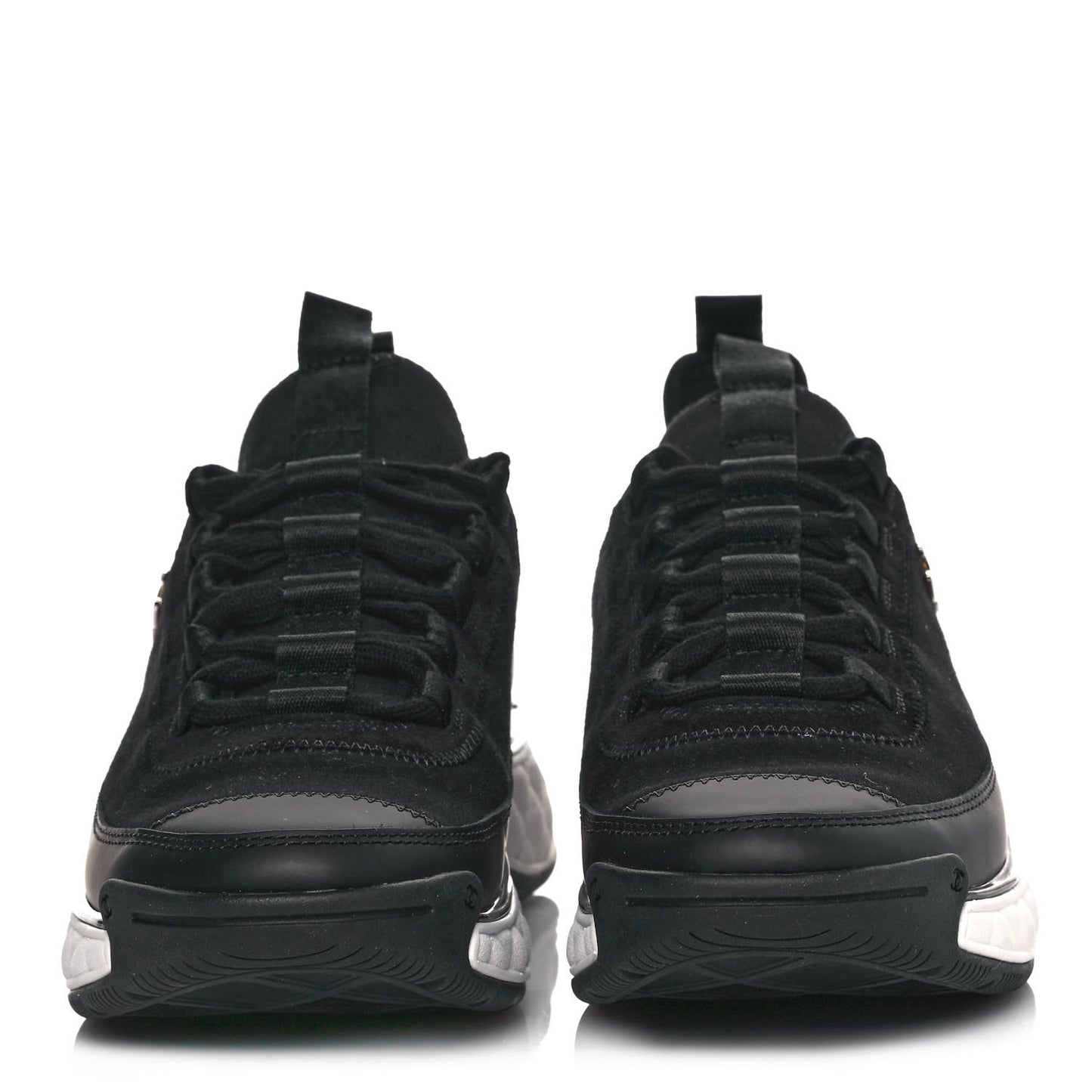 Velvet Calfskin Mixed Fibers CC Sneakers 36 Black