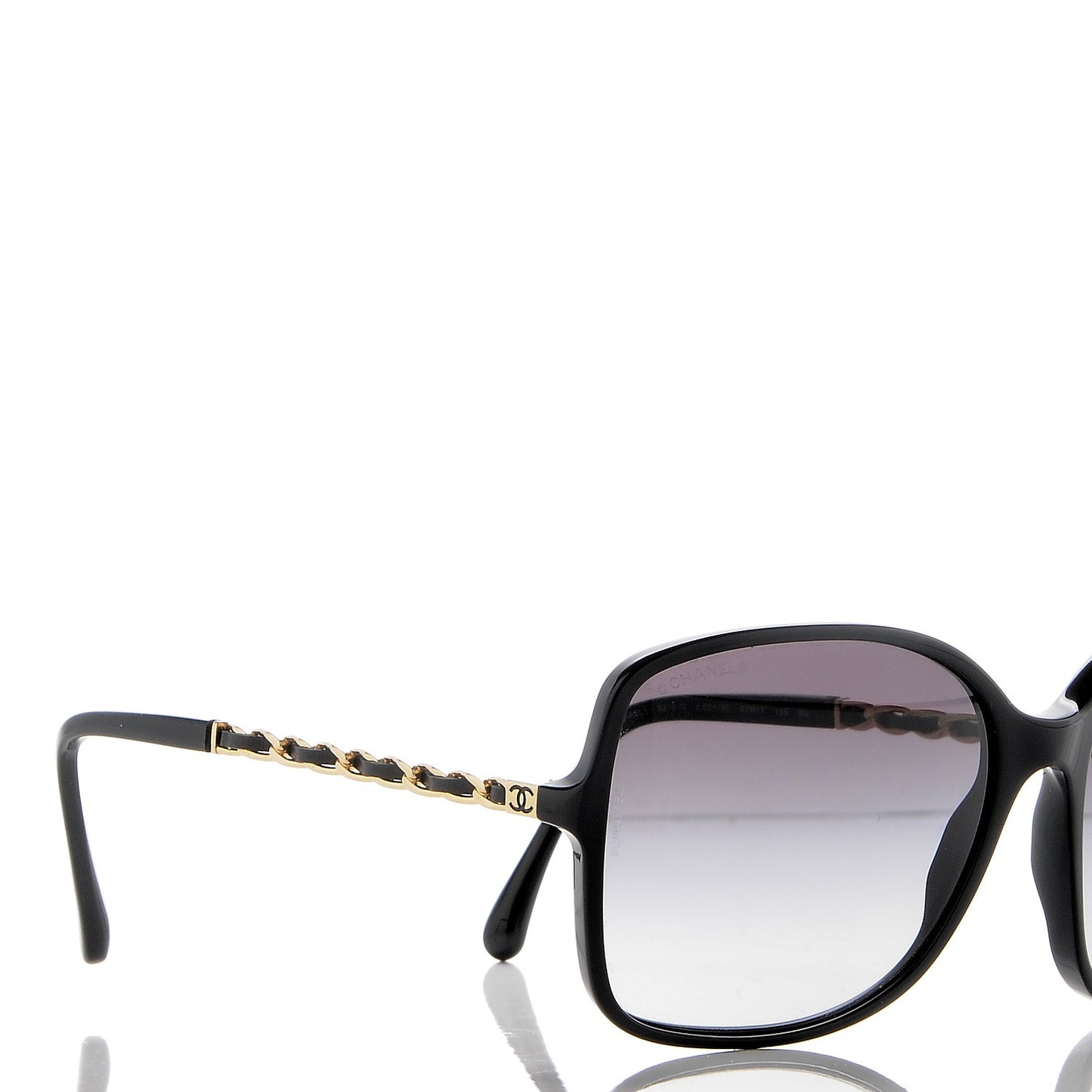 Lambskin Square Chain Sunglasses 5210-Q Black