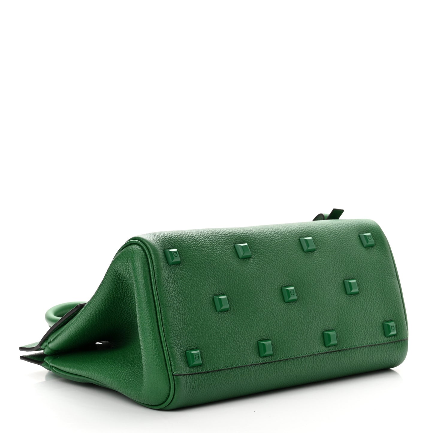 Grained Calfskin Studio Top Handle Bag Green