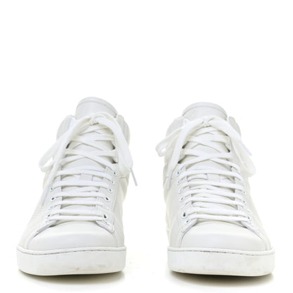 Gucci Calfskin Interlocking G Perforated Mens Ace High Top Sneakers 10 White Great White Grey Sky 3 of 15