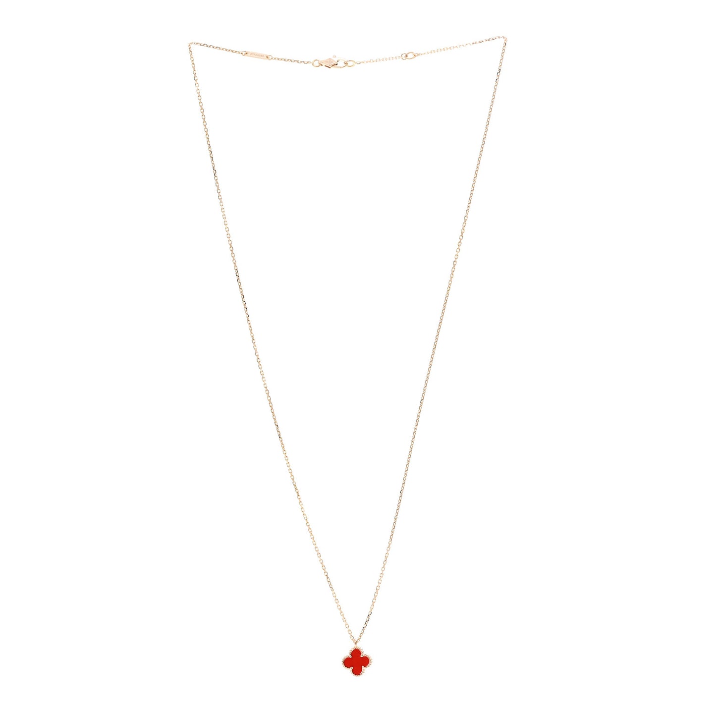 18K Rose Gold Carnelian Sweet Alhambra Pendant Necklace