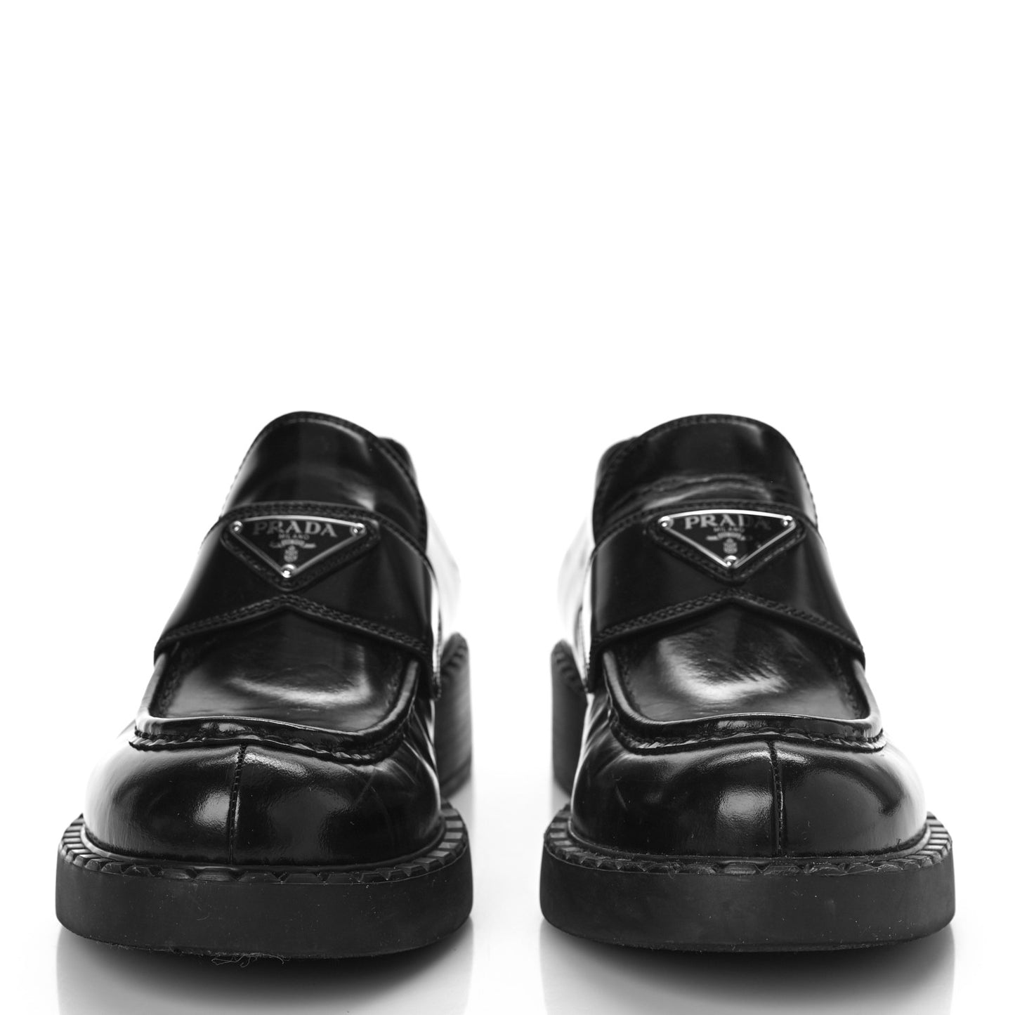 Spazzolato Metal Triangle Logo 50mm Loafers 41 Black