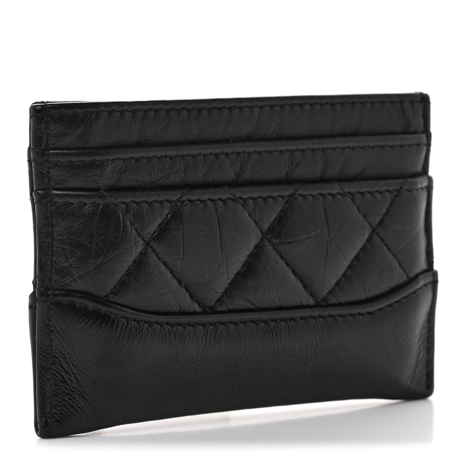 Chanel Aged Calfskin Quilted Gabrielle Card Holder Black 3 of 9
