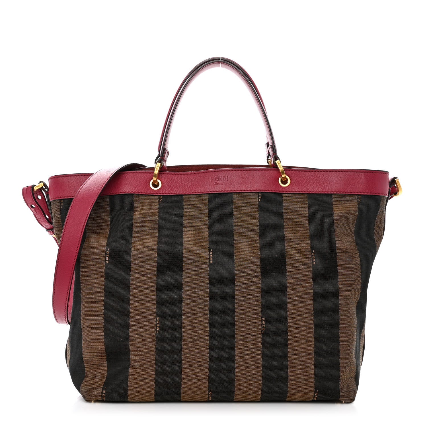 Fendi Pequin Vitello Shoulder Tote Tobacco Amarena 1 of 16