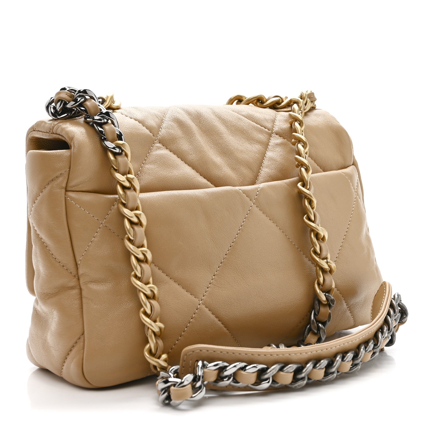 Chanel Goatskin Quilted Medium Chanel 19 Flap Dark Beige 3 of 10