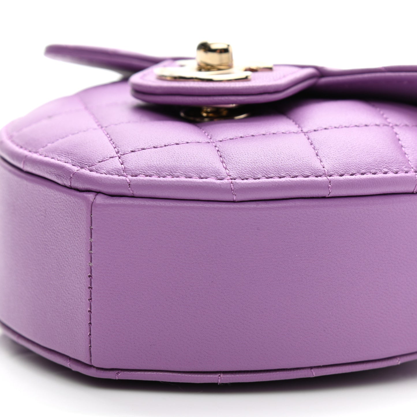 Lambskin Quilted CC In Love Heart Clutch With Chain Purple