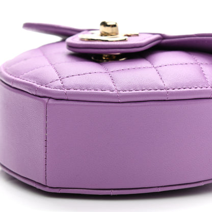 Chanel Lambskin Quilted CC In Love Heart Clutch With Chain Purple 10 of 10