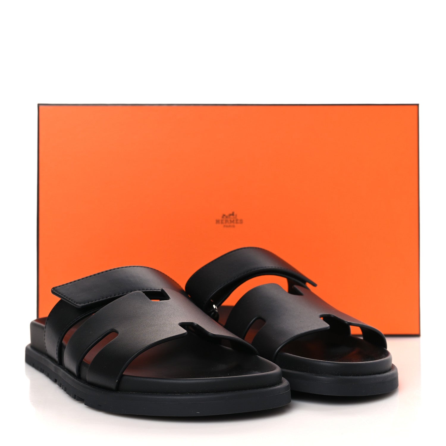 Hermes Calfskin Womens Chypre Sandals 39 Black 9 of 9