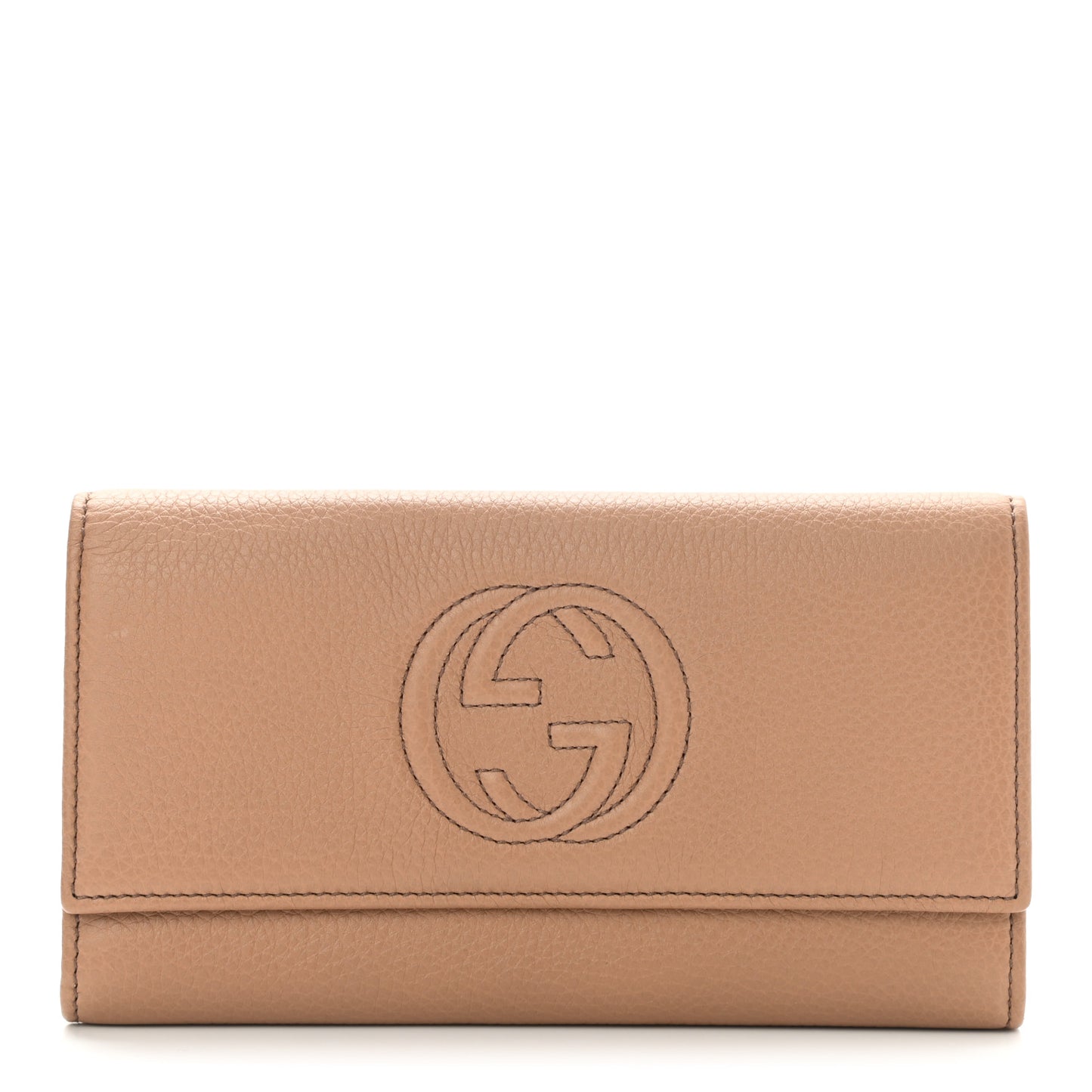 Pebbled Calfskin Large Soho Continental Wallet Camelia