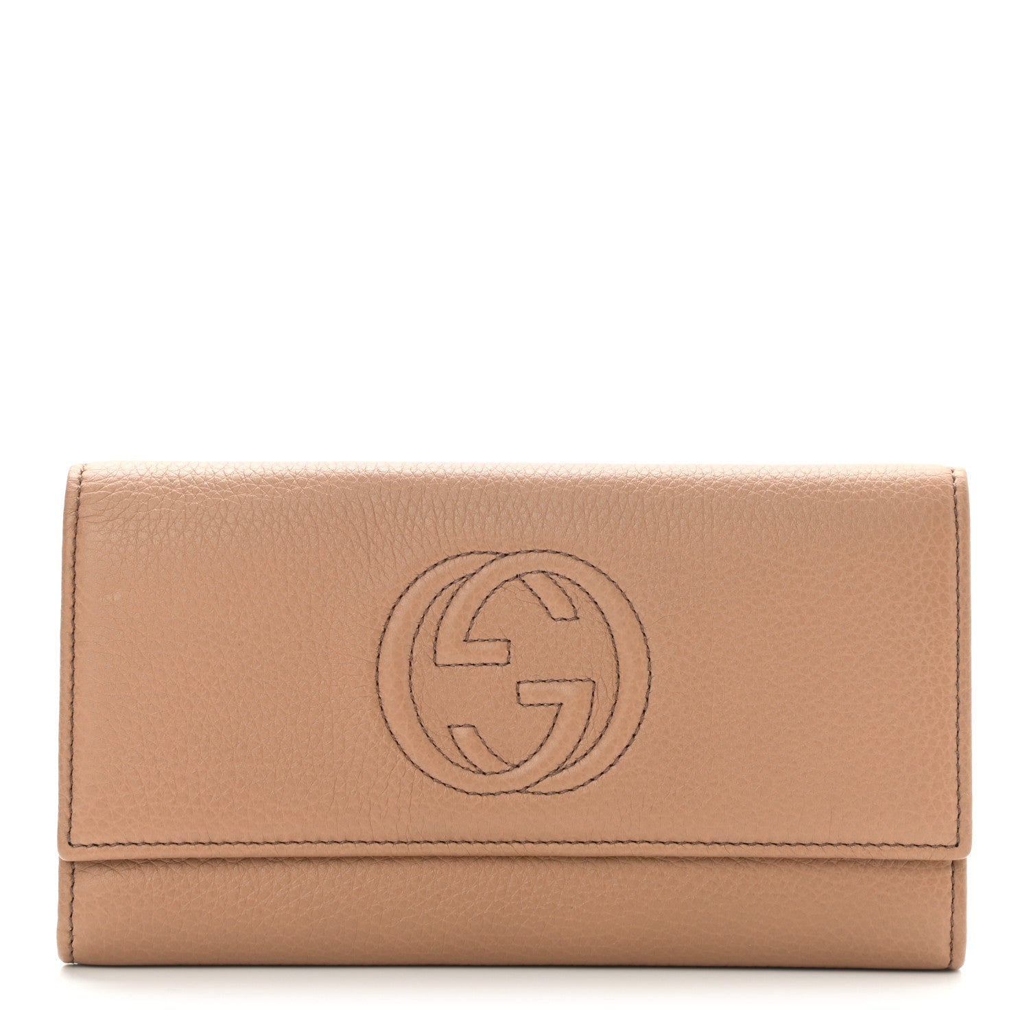 Gucci Pebbled Calfskin Large Soho Continental Wallet Camelia 1 of 6