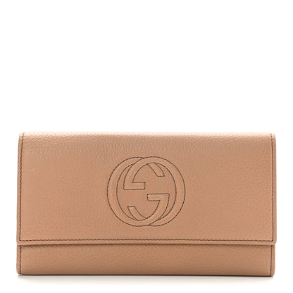 Gucci Pebbled Calfskin Large Soho Continental Wallet Camelia 1 of 6
