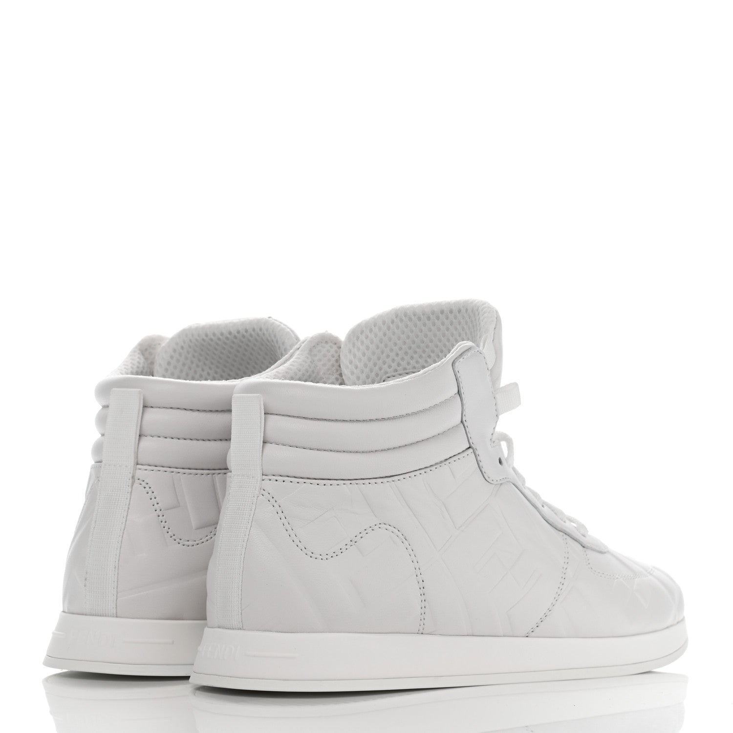 Fendi Nappa Macro FF Embossed Womens High Top Sneakers 37 White Ice 4 of 11