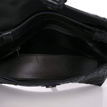 Balenciaga Extra Supple Calfskin Crocodile Embossed Monochrome XS Downtown Shoulder Bag Black 8 of 12