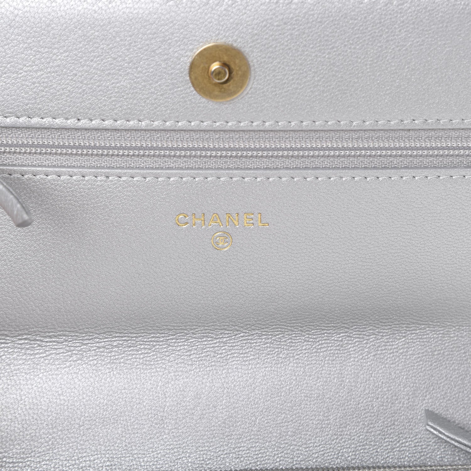 Chanel Metallic Goatskin Quilted 19 Wallet On Chain WOC Silver 5 of 12