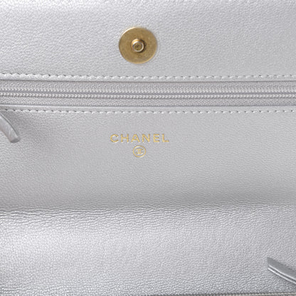 Chanel Metallic Goatskin Quilted 19 Wallet On Chain WOC Silver 5 of 12