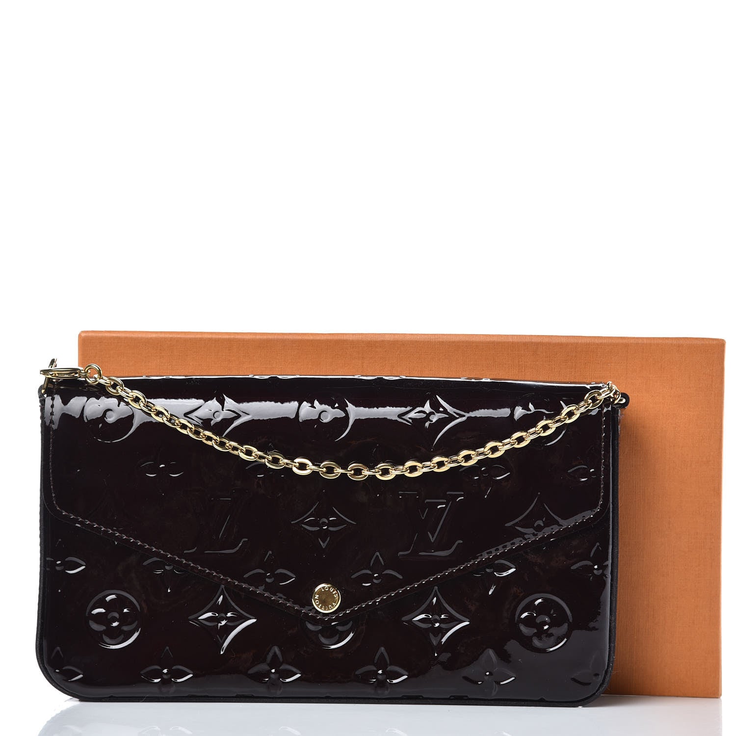 Louis Vuitton Vernis Pochette Felicie Chain Wallet Amarante 9 of 9