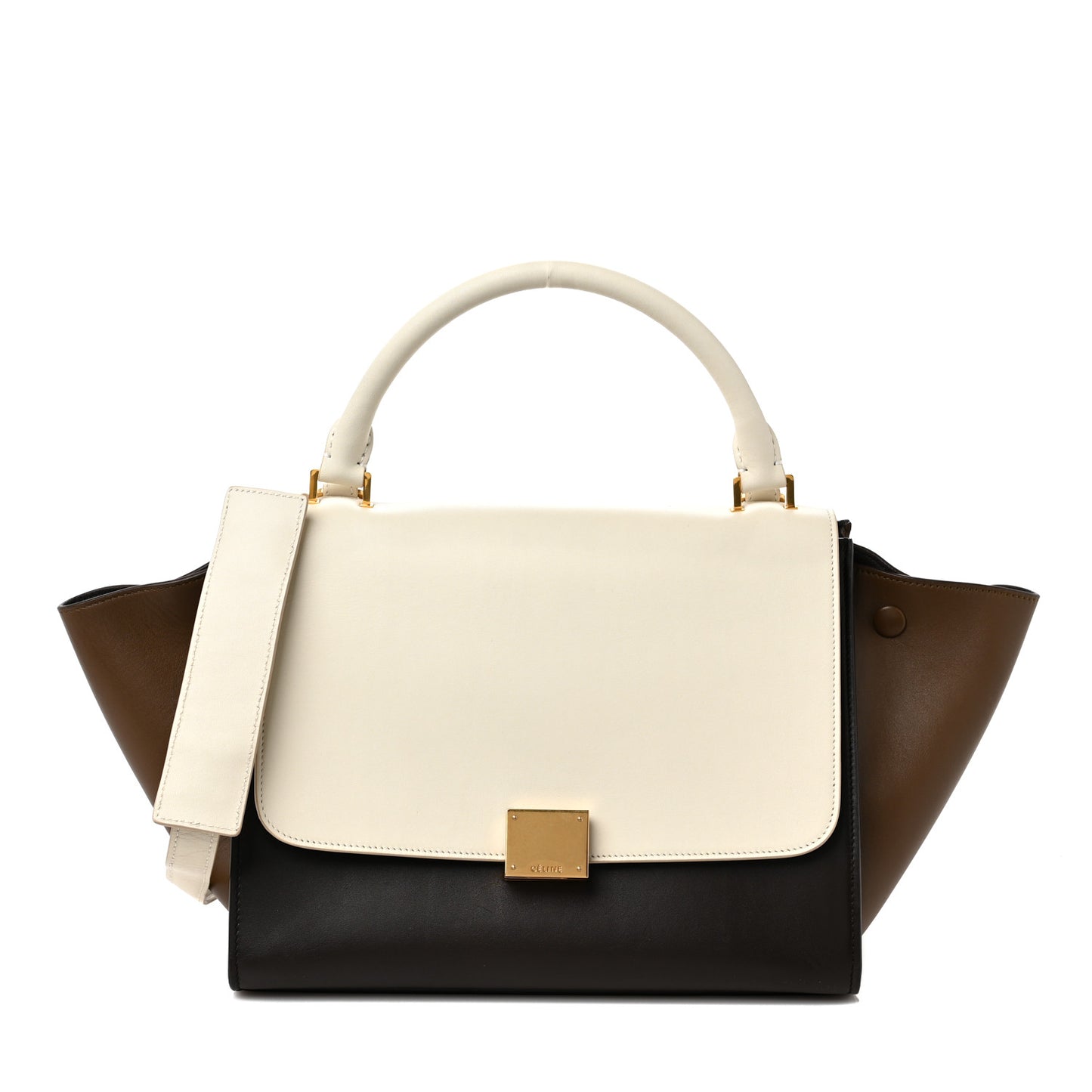 Smooth Calfskin Nubuck Small Tri-Color Trapeze White
