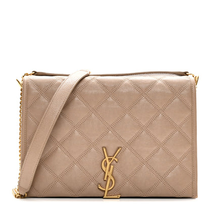 Saint Laurent Lambskin Quilted Mini Becky Chain Bag Gold Sand 1 of 10