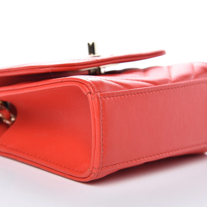 Chanel Lambskin Chevron Quilted Mini Trendy CC Chain Wallet Red 8 of 11
