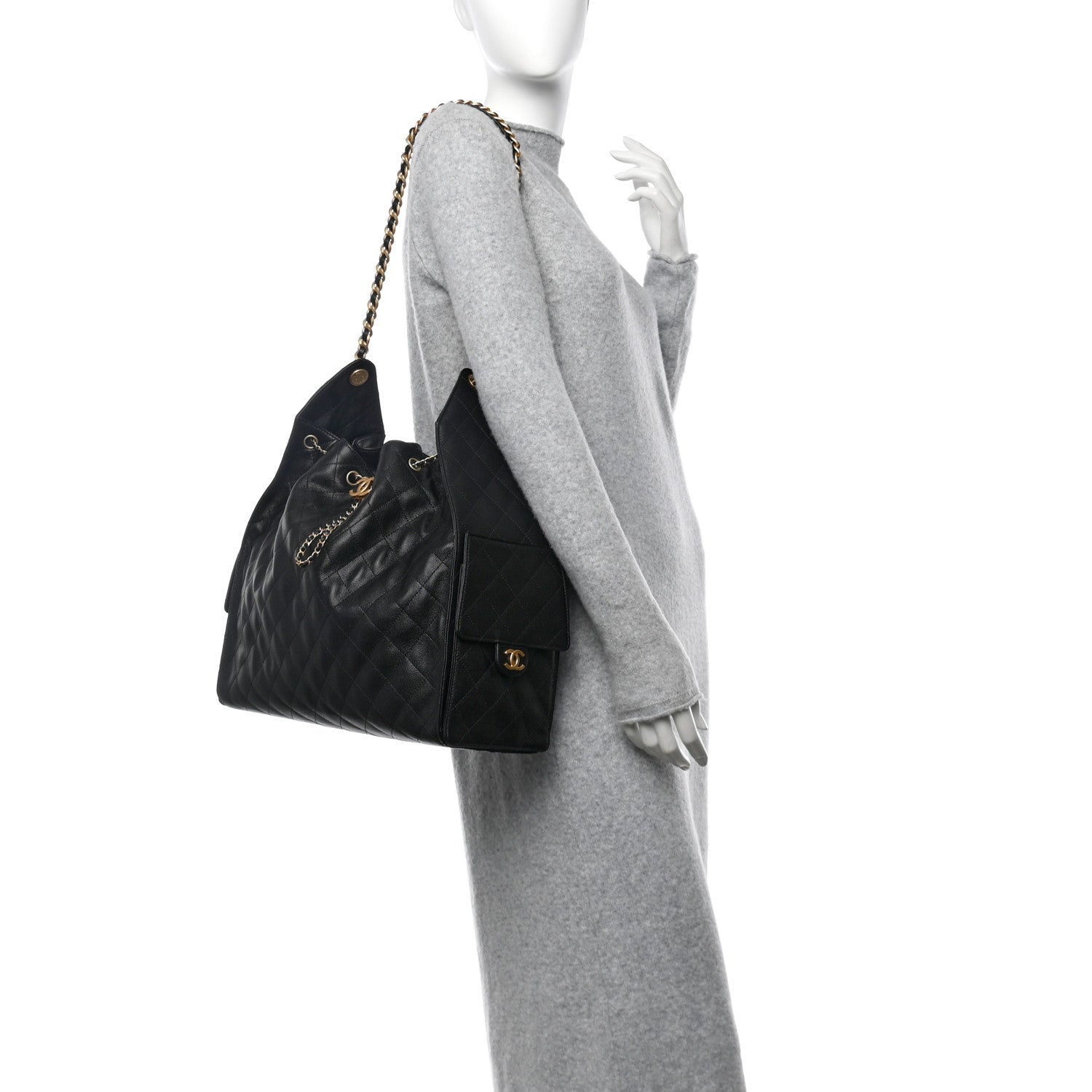 Chanel Caviar Quilted Large Chanel 25 Handbag Black 2 of 12