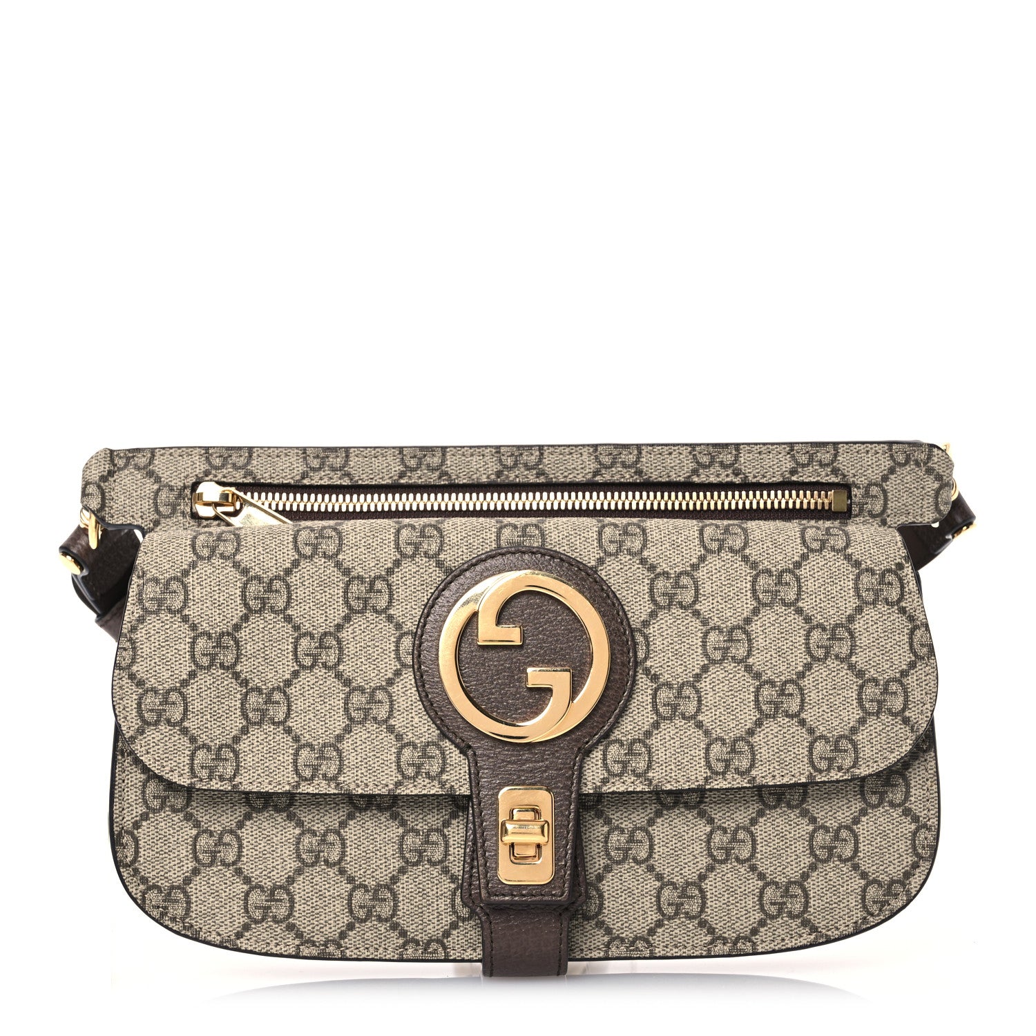 Gucci GG Supreme Monogram Textured Dollar Calfskin Blondie Belt Bag Beige Ebony New Acero 1 of 14