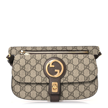 Gucci GG Supreme Monogram Textured Dollar Calfskin Blondie Belt Bag Beige Ebony New Acero 1 of 14