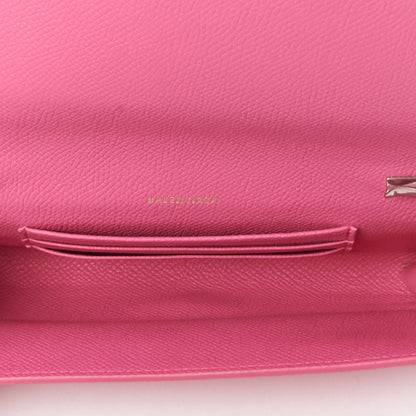 Balenciaga Signature Grained Calfskin Logo Ville Wallet on Chain Bubble Gum Black 6 of 8