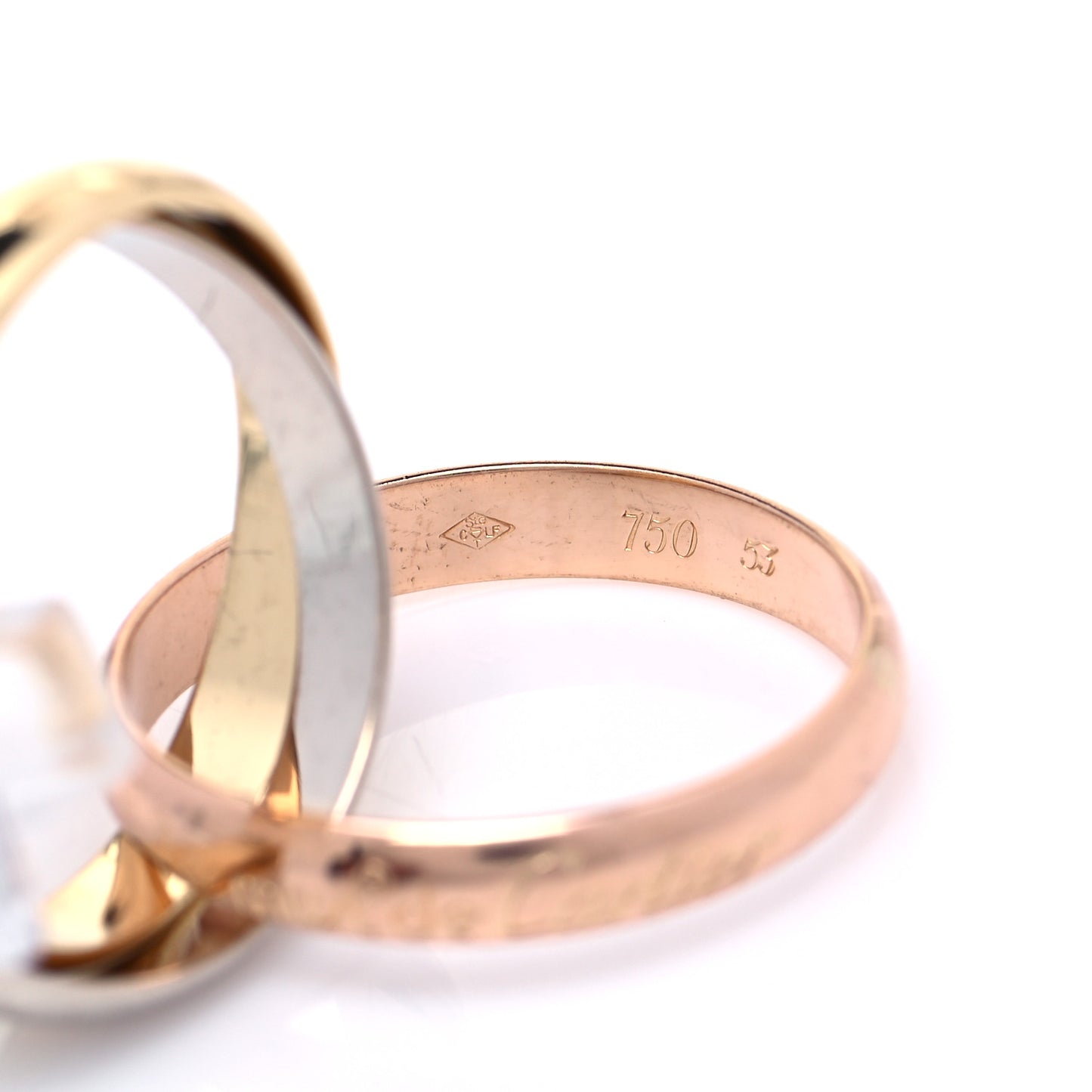 18K Pink Yellow White Gold Classic Les Must De Cartier Trinity Ring 53 6.25