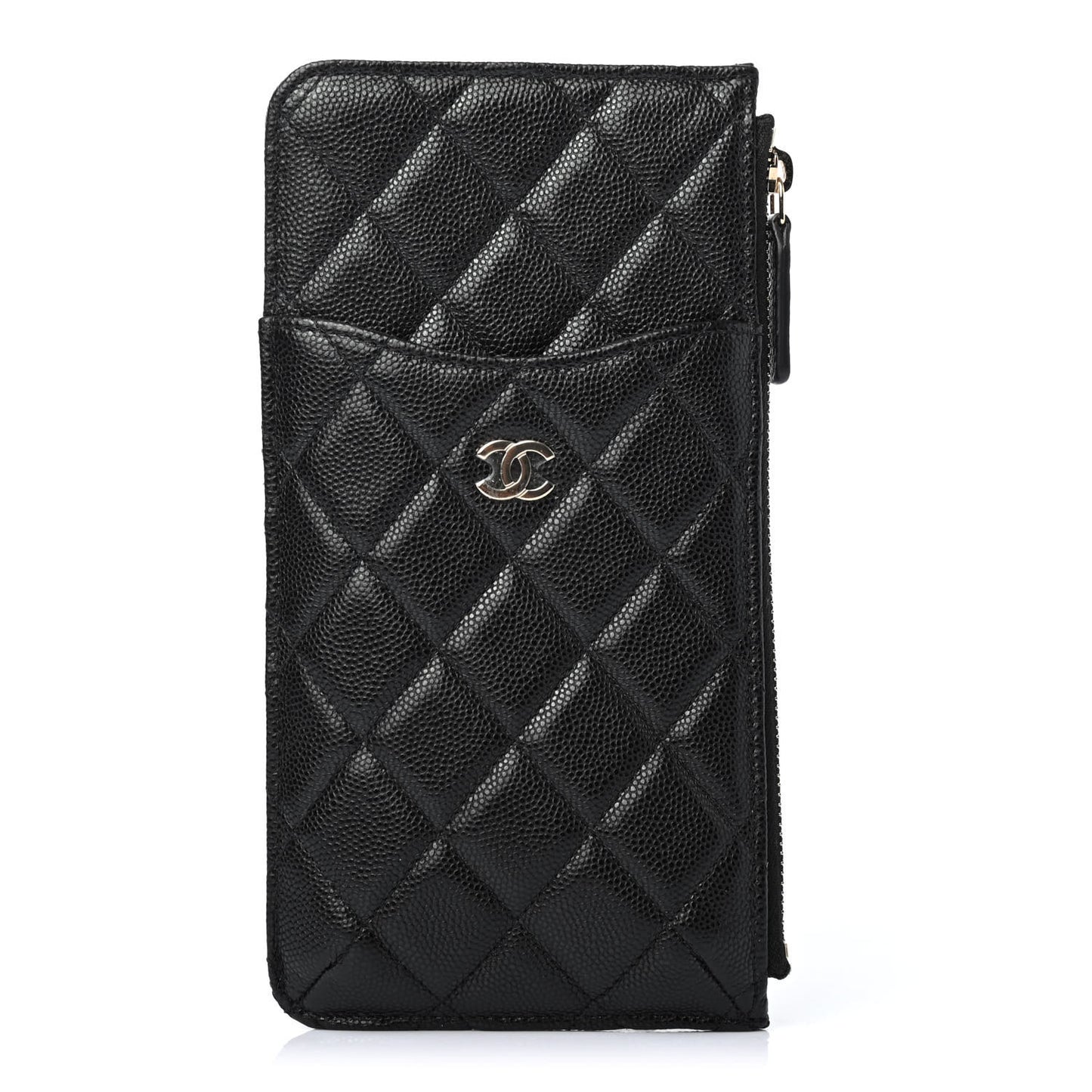 Caviar Quilted Classic Flat Wallet Pouch Black