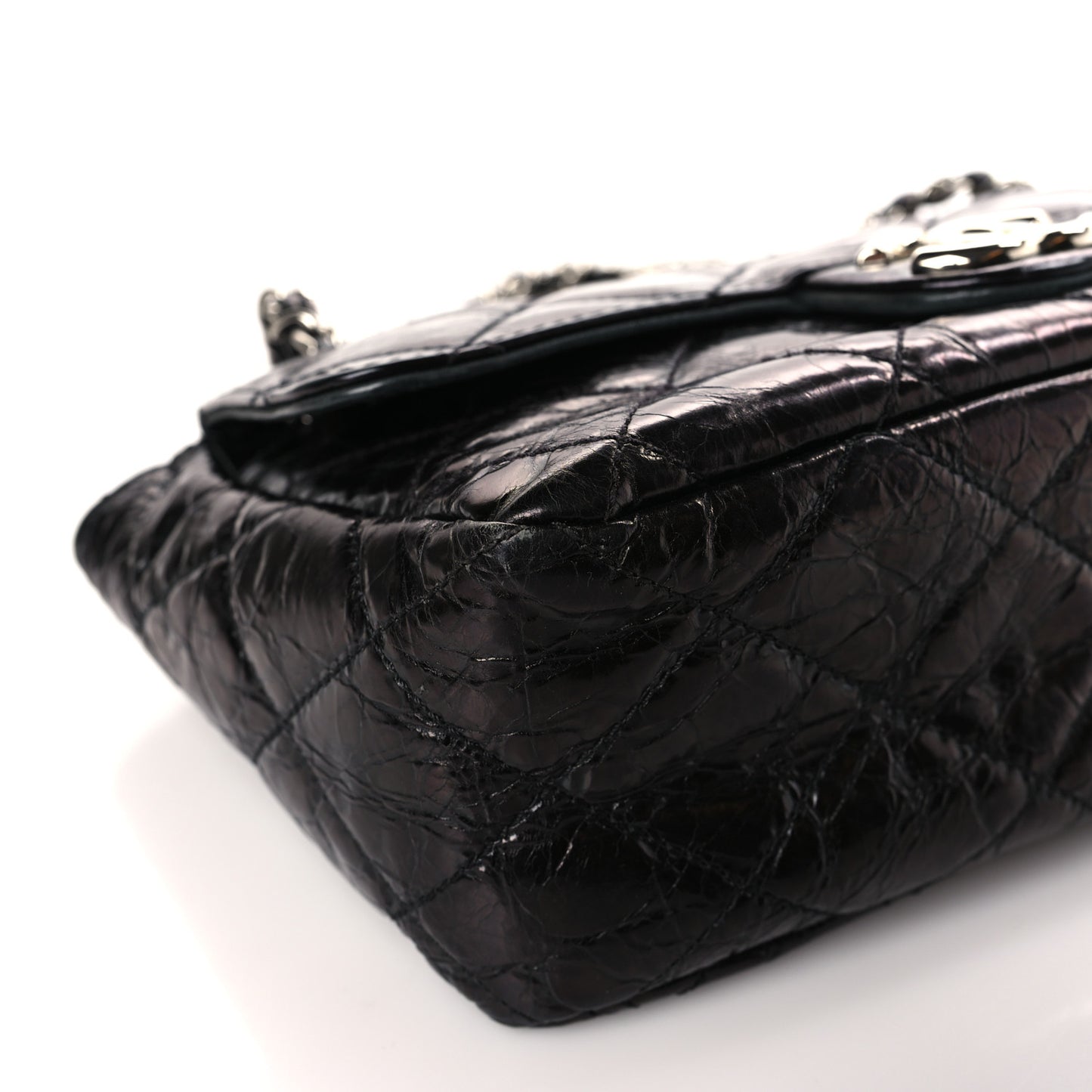 Glazed Calfskin Quilted Tweed Portobello Flap Black Pink