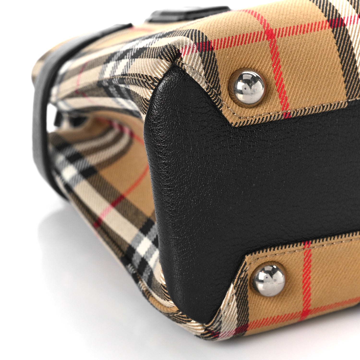 Burberry Goatskin Vintage Check Small Banner Tote Black 9 of 10