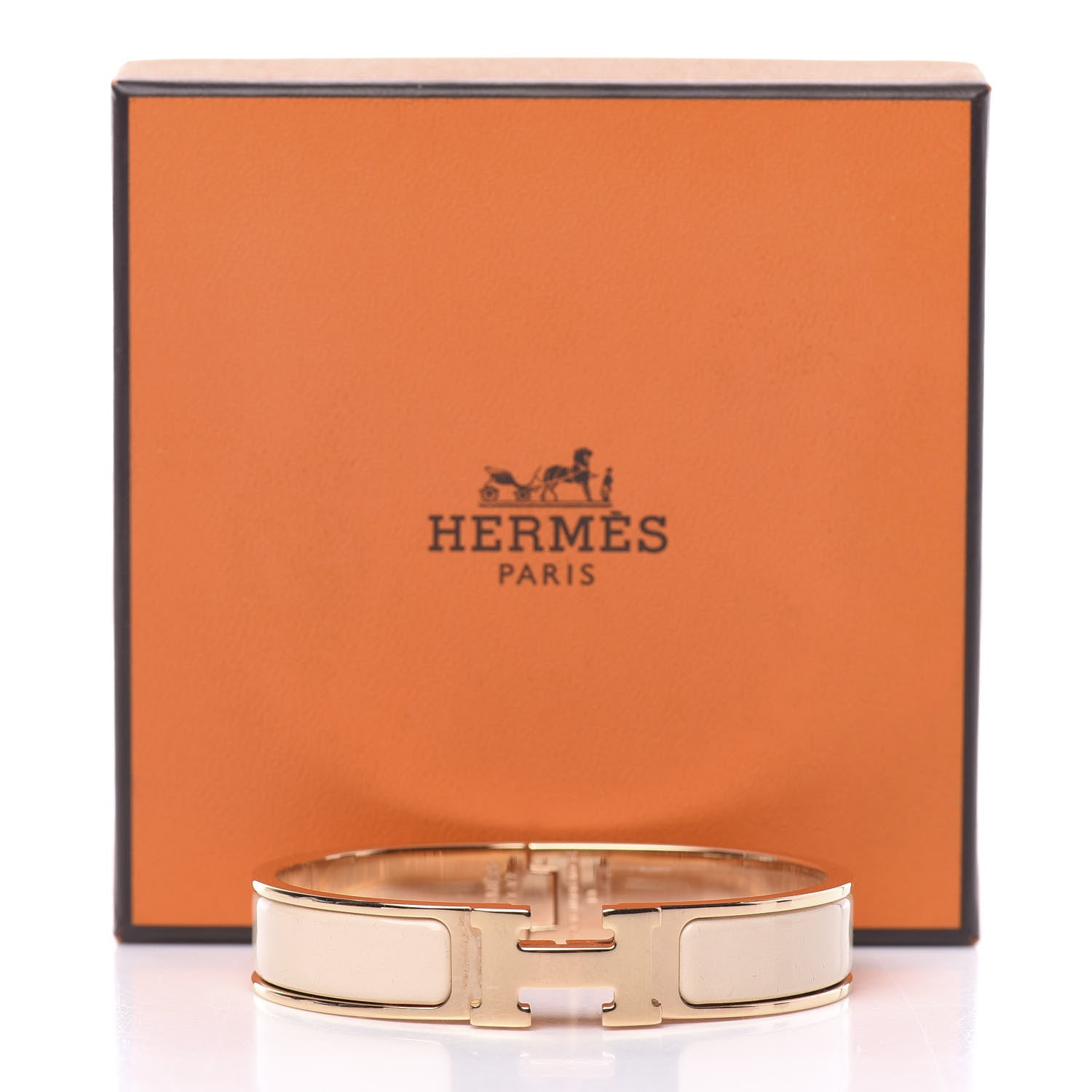 Hermes Enamel Narrow Clic Clac H Bracelet PM Beige Nacre 6 of 6