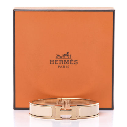 Hermes Enamel Narrow Clic Clac H Bracelet PM Beige Nacre 6 of 6