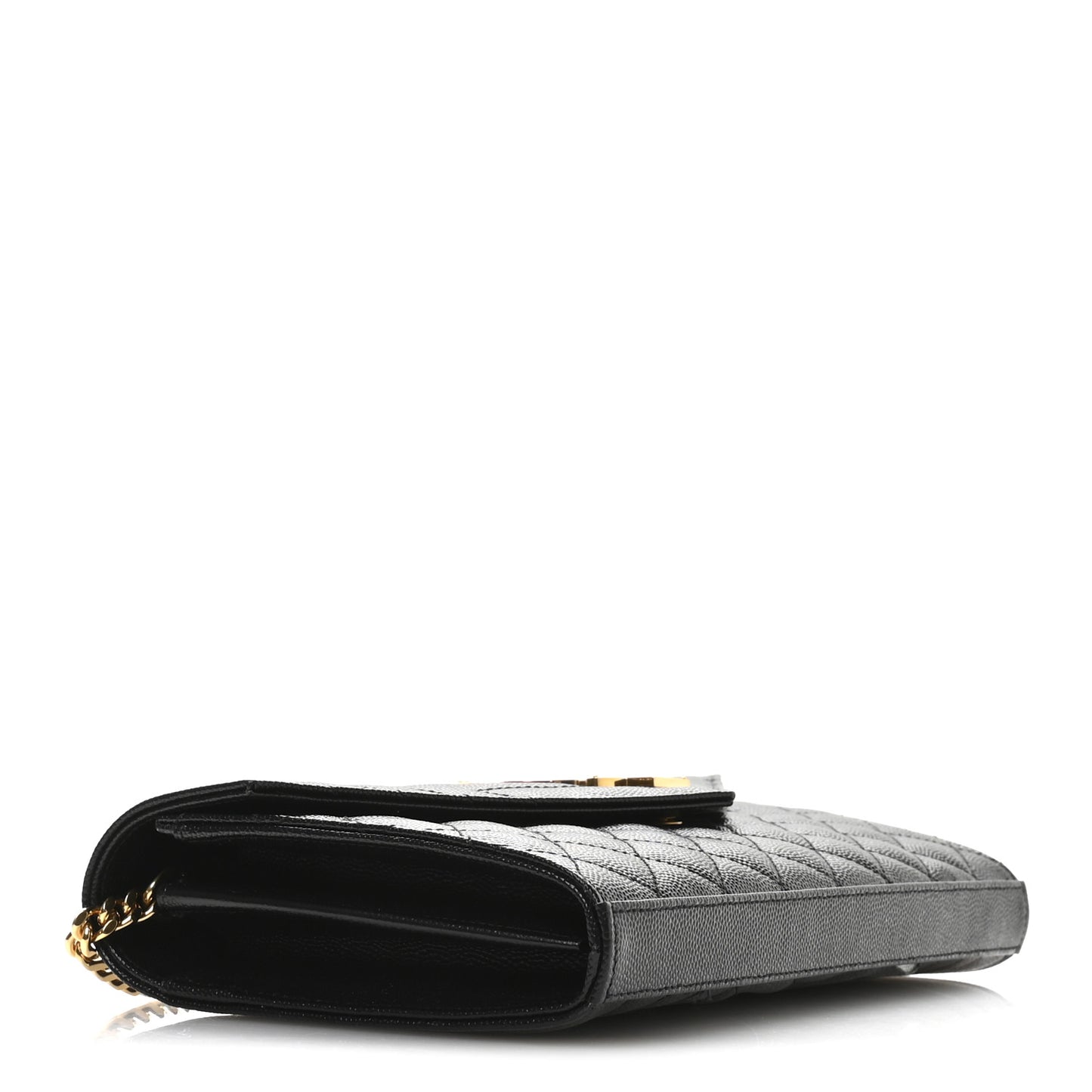 Grain De Poudre Mixed Matelasse Triquilt Monogram Chain Wallet Black