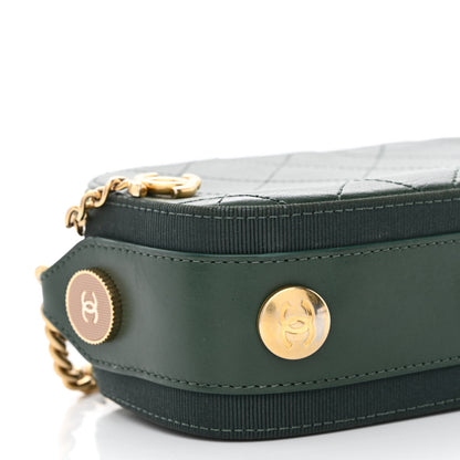 Chanel Calfskin Grosgrain Stitched Button Up Camera Case Green 10 of 12