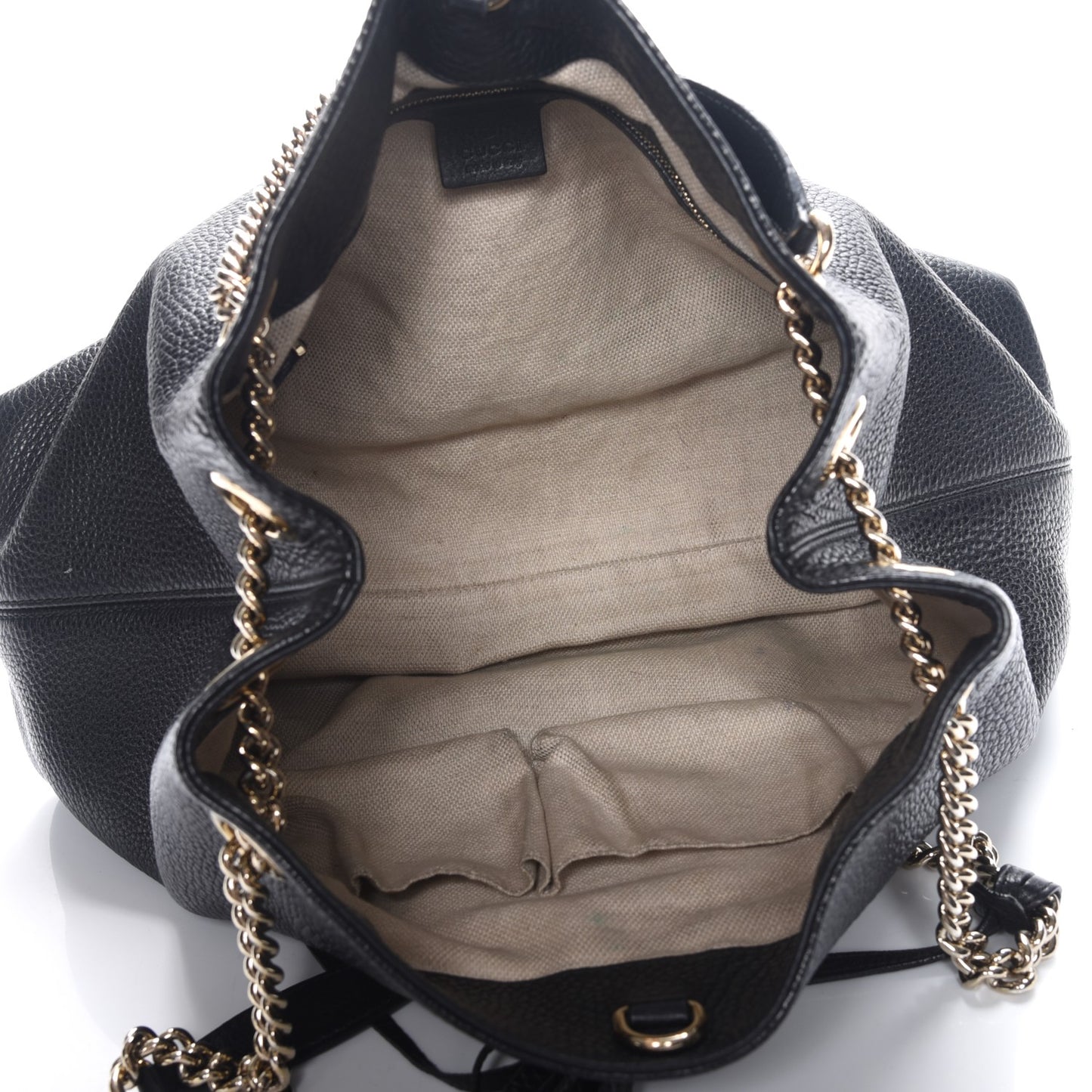 Pebbled Calfskin Medium Soho Chain Shoulder Bag Black
