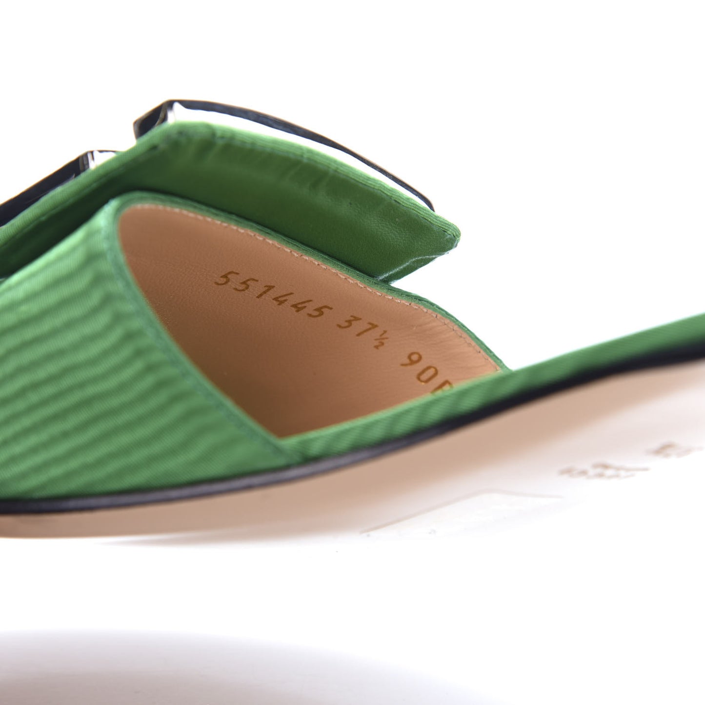 Moire Fabric Crystal Square G Madelyn Slide Sandals 37.5 New Shamarock
