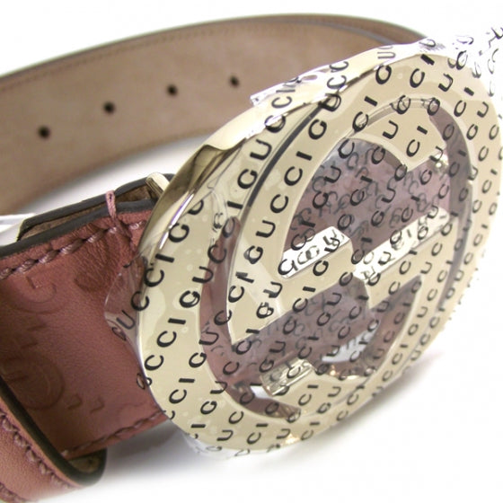 Guccissima GG Buckle Belt Pink 30
