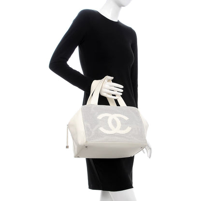 Chanel Caviar Perforated Bowler White 2 of 12