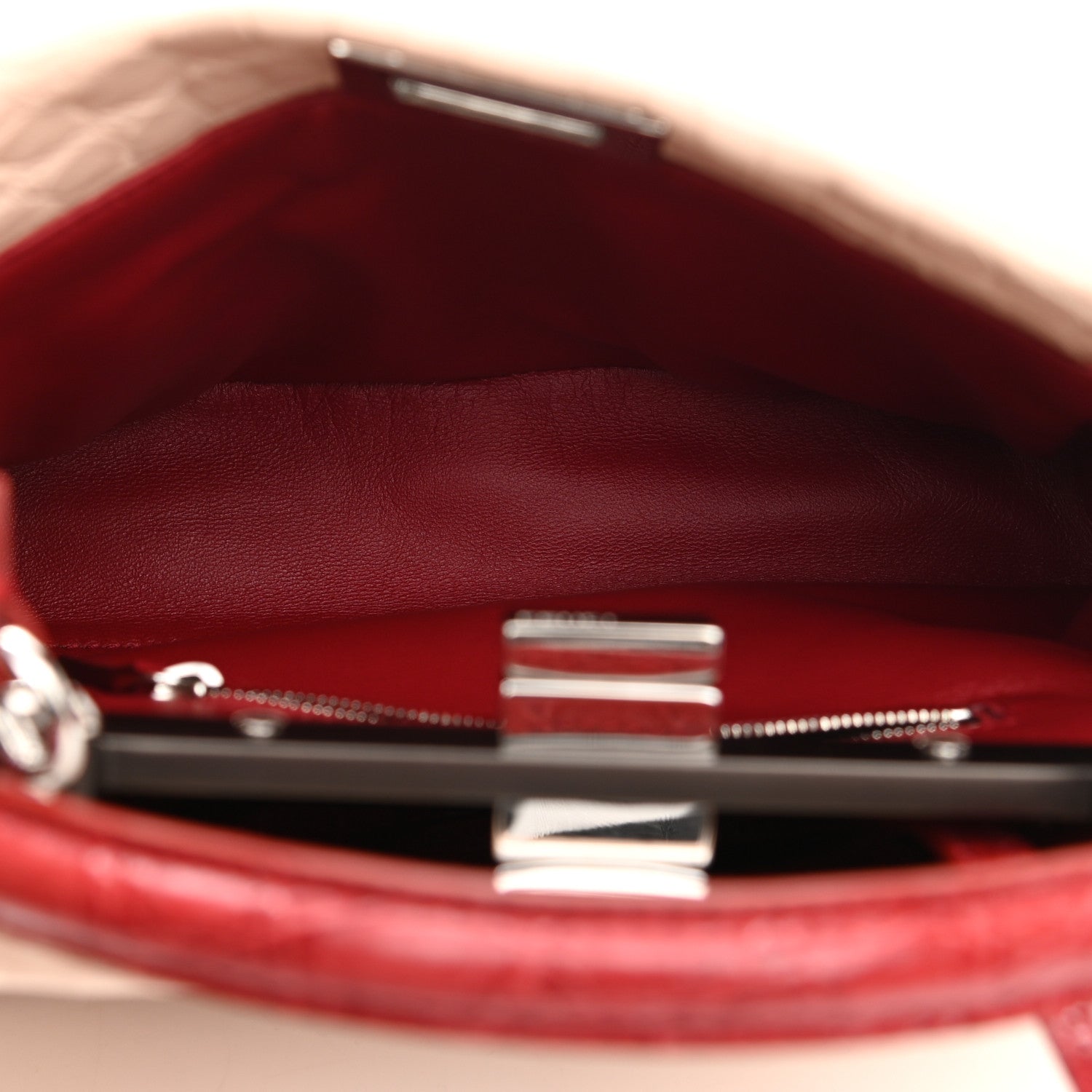 Fendi Crocodile Mini Peekaboo Iconic Satchel Beige Red 5 of 11