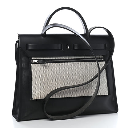 Hermes Toile H Berline Vache Hunter Herbag Zip PM 31 Black Ecru 3 of 10
