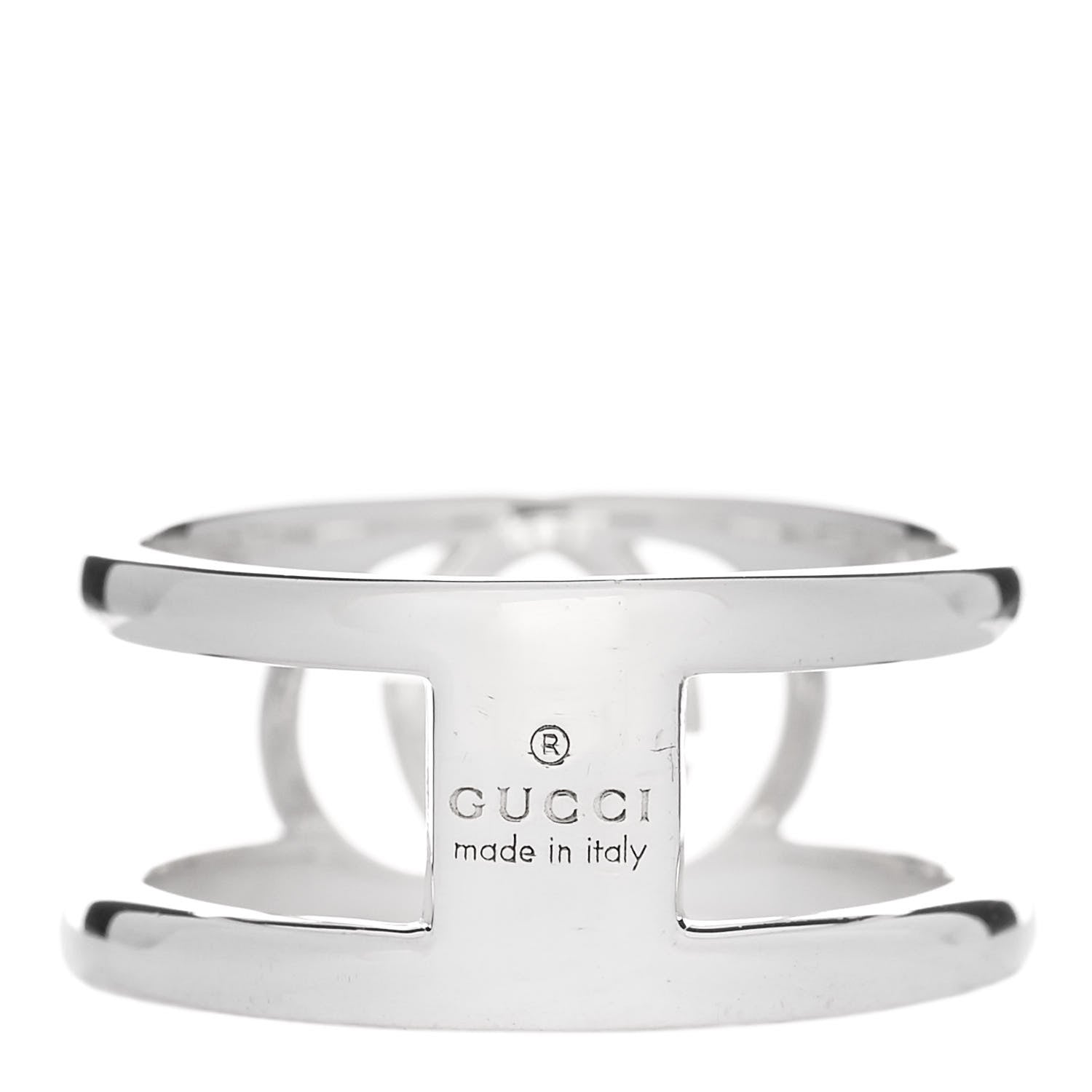 Gucci Sterling Silver 9mm Interlocking G Open Band Ring 53 6.25 3 of 5