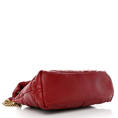 Saint Laurent Lambskin Quilted Medium Loulou Puffer Monogram Chain Satchel Opyum Red 4 of 12