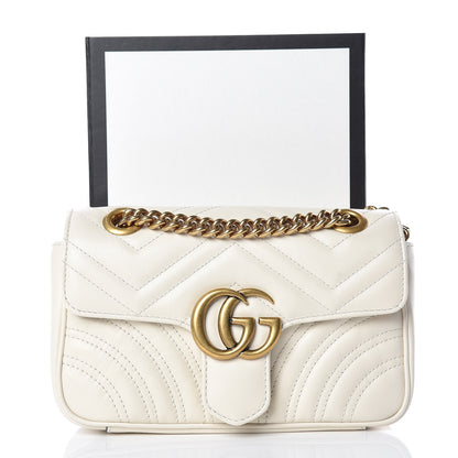 Gucci Calfskin Matelasse Mini GG Marmont Shoulder Bag White 10 of 10