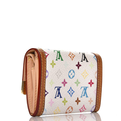 Louis Vuitton Monogram Multicolor Porte-Monnaie Plat Coin Purse White 3 of 6